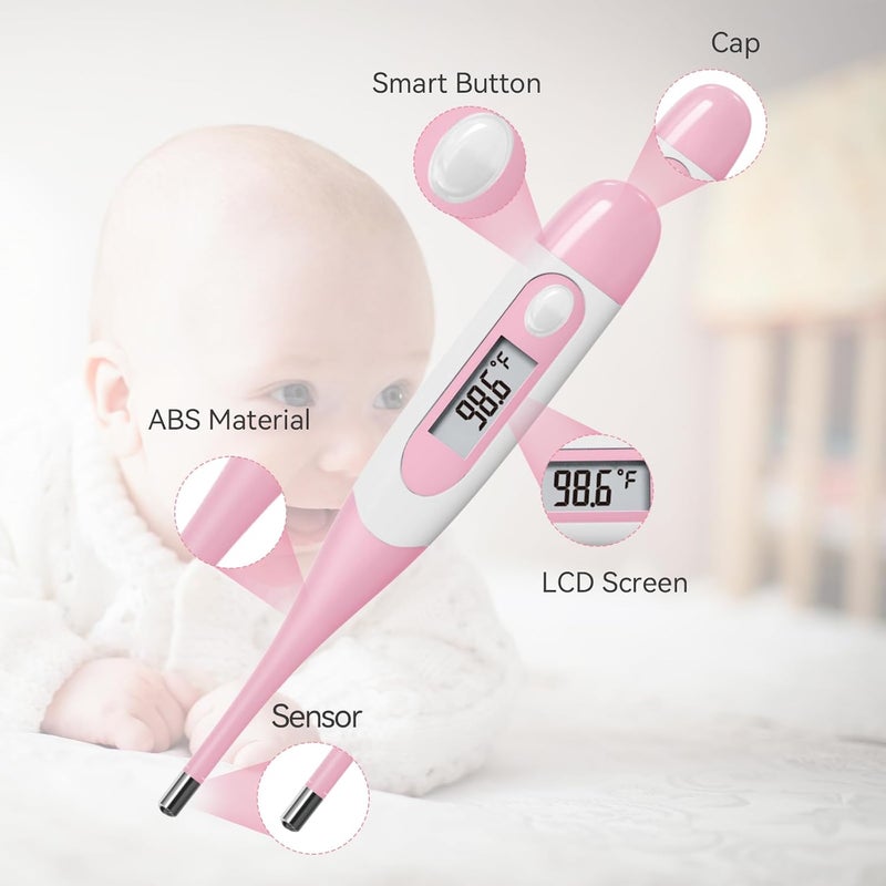 Snomd Clinical Digital Thermometer for Adults and Babies, Oral Armpit and Rectal Temperature Thermometer for Fever with Alarm, Flexible Tip - Image 5